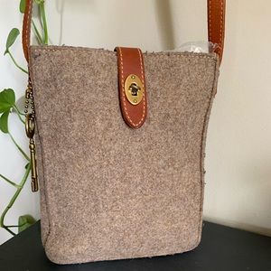 Fossil Leather Felt/Wool Mini Tote Crossbody